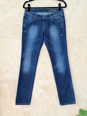 Planet Earth Organic Distressed Slim Jeans Size 27 Medium Wash Stretch Denim EUC